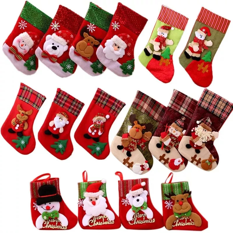 Medium Size Christmas Stocking Gift Candy Bag Christmas Tree Hanging Decorations