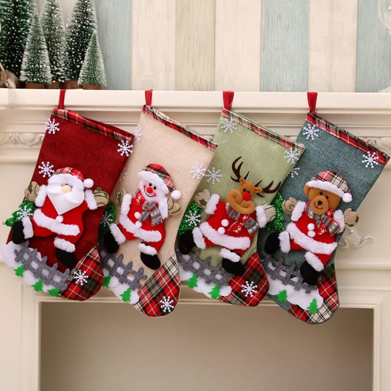 Large Size Christmas Stockings Gift Candy Bag Christmas Tree Hanging Decorations