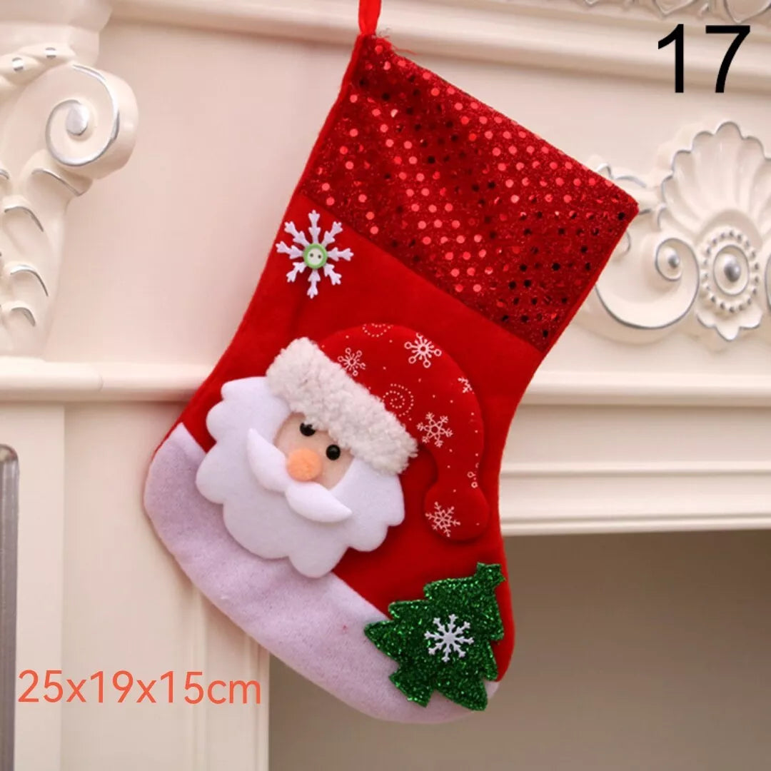 Medium Size Christmas Stocking Gift Candy Bag Christmas Tree Hanging Decorations