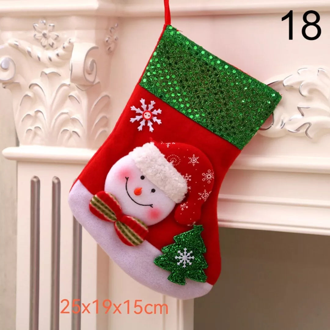 Medium Size Christmas Stocking Gift Candy Bag Christmas Tree Hanging Decorations