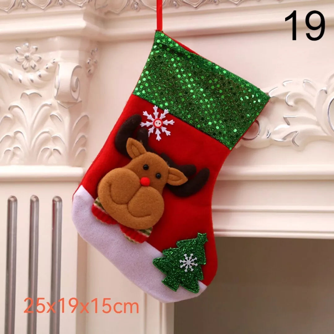 Medium Size Christmas Stocking Gift Candy Bag Christmas Tree Hanging Decorations
