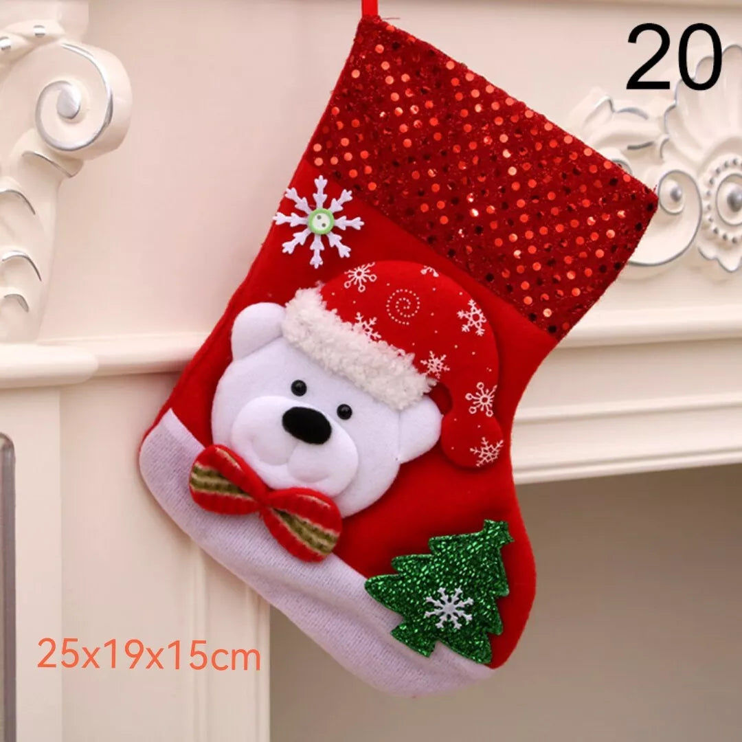 Medium Size Christmas Stocking Gift Candy Bag Christmas Tree Hanging Decorations