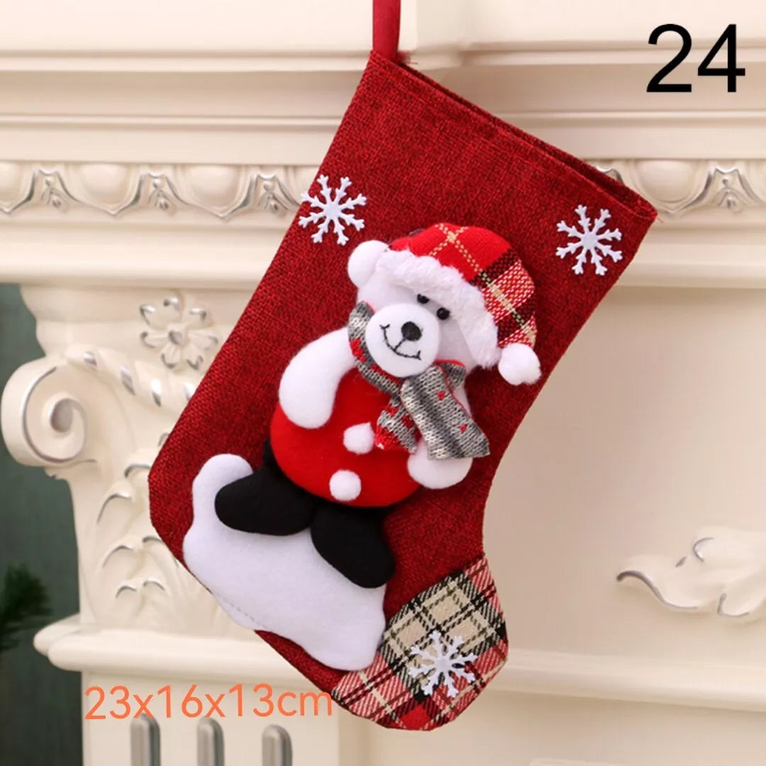 Medium Size Christmas Stocking Gift Candy Bag Christmas Tree Hanging Decorations