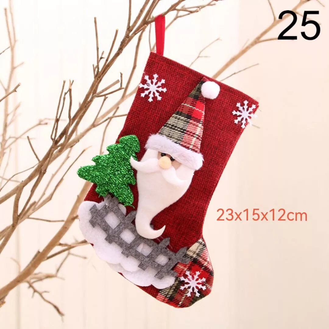 Medium Size Christmas Stocking Gift Candy Bag Christmas Tree Hanging Decorations