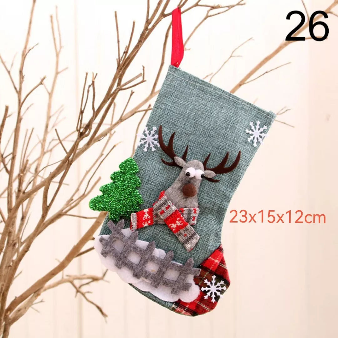 Medium Size Christmas Stocking Gift Candy Bag Christmas Tree Hanging Decorations