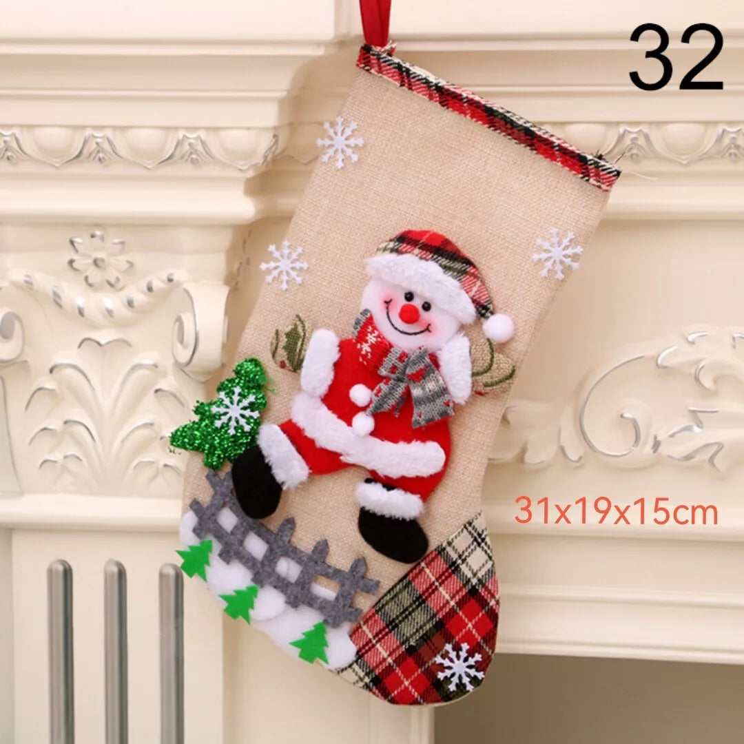 Large Size Christmas Stockings Gift Candy Bag Christmas Tree Hanging Decorations