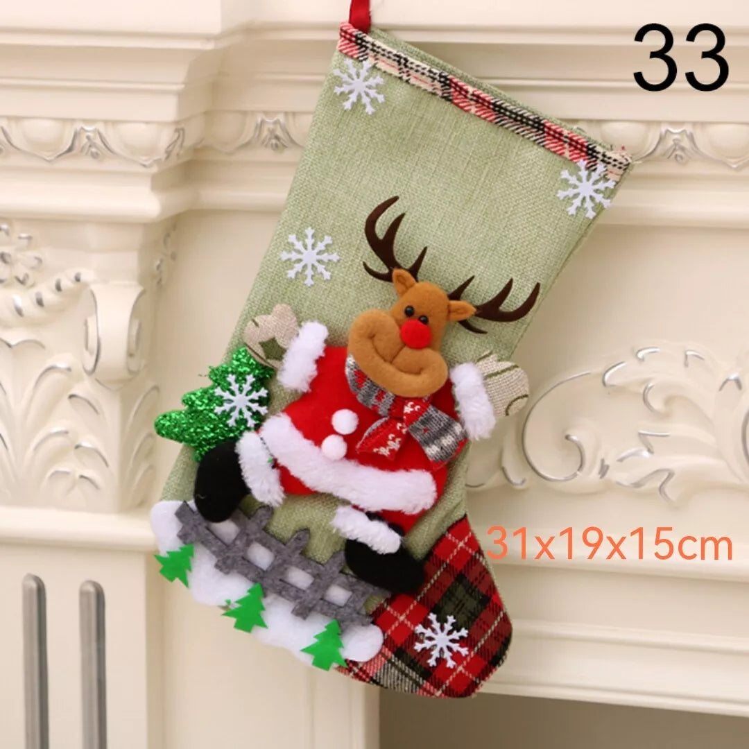 Large Size Christmas Stockings Gift Candy Bag Christmas Tree Hanging Decorations