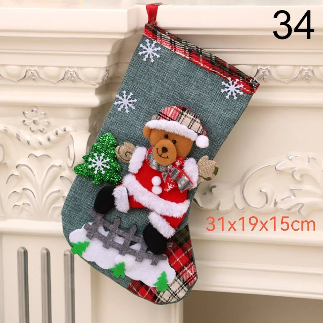 Large Size Christmas Stockings Gift Candy Bag Christmas Tree Hanging Decorations