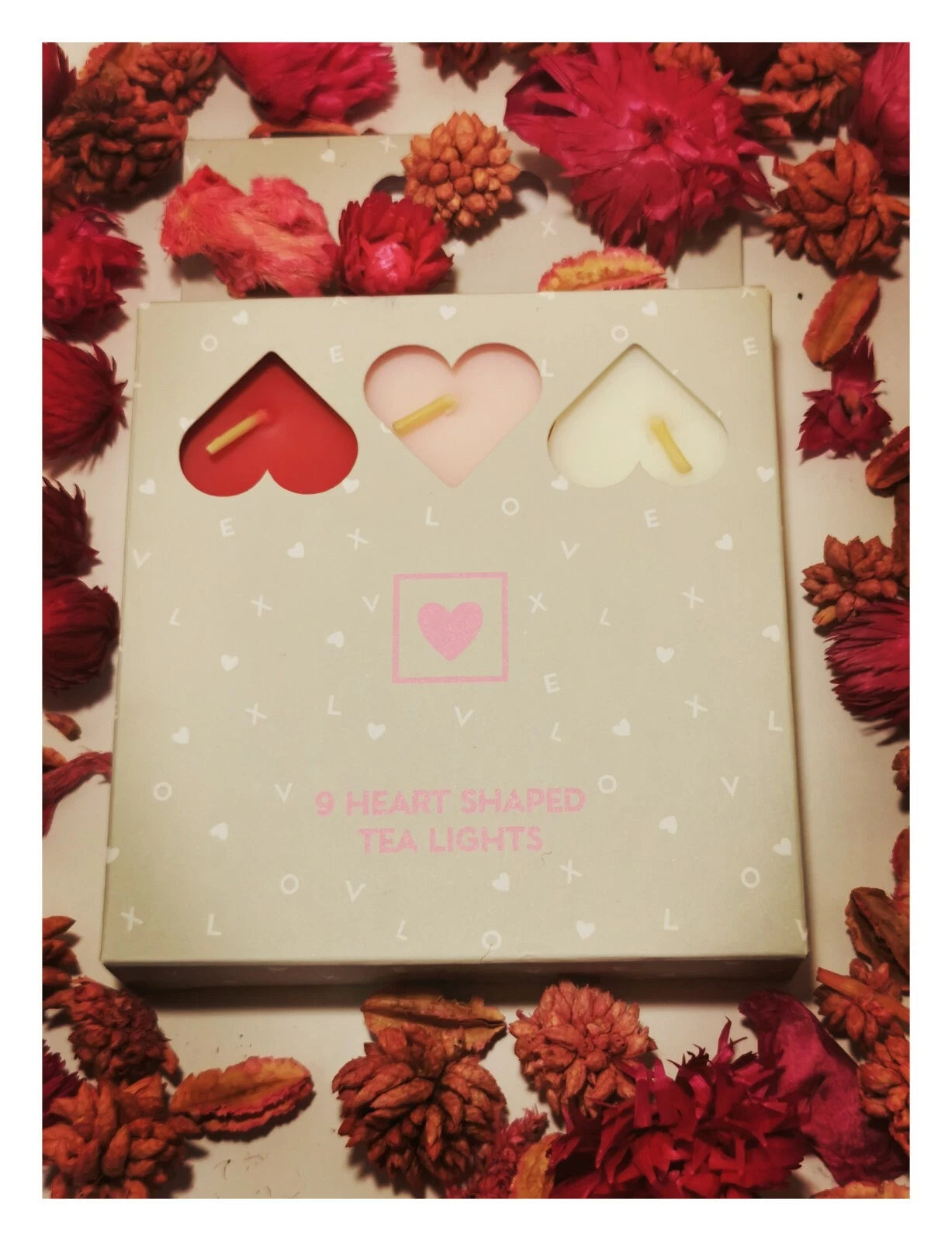 9 Heart Shaped Tea Lights Candles