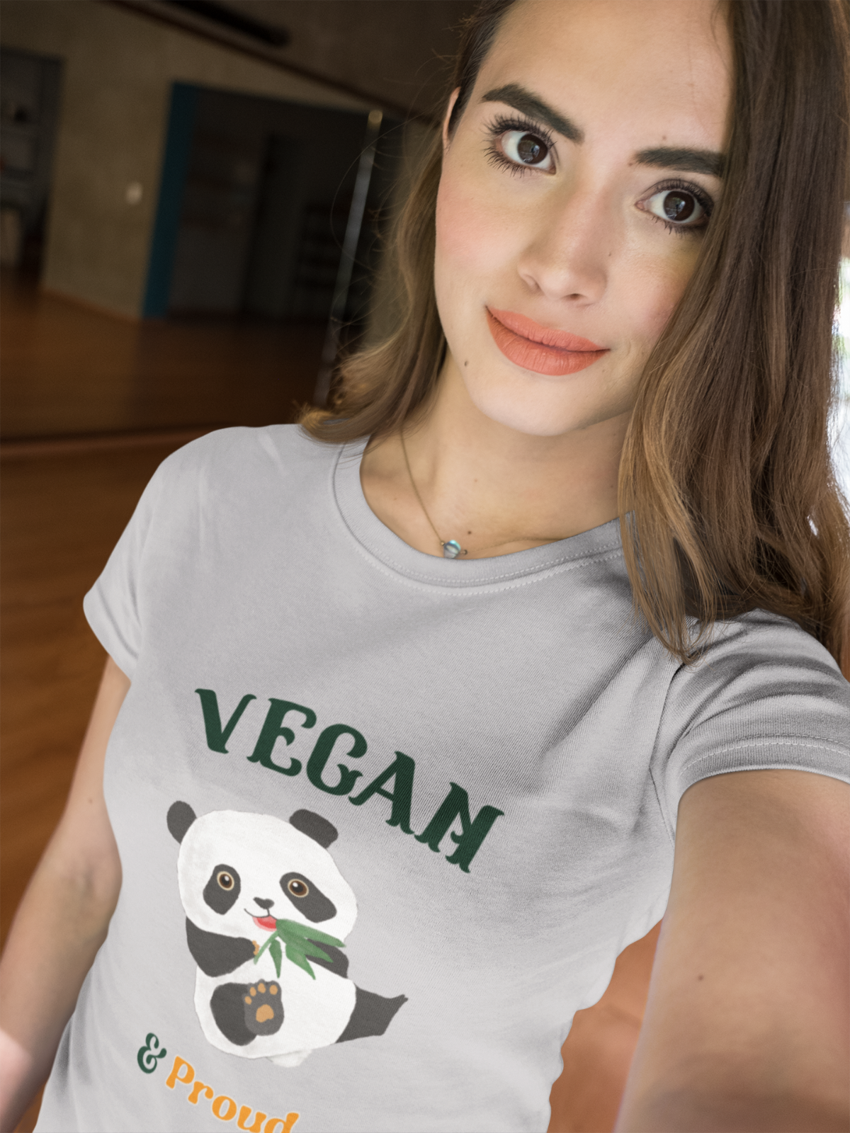 Women's Tee, Vegan Themed T-Shirts, Vegan & Proud, Cute Panda, Powered By Plants