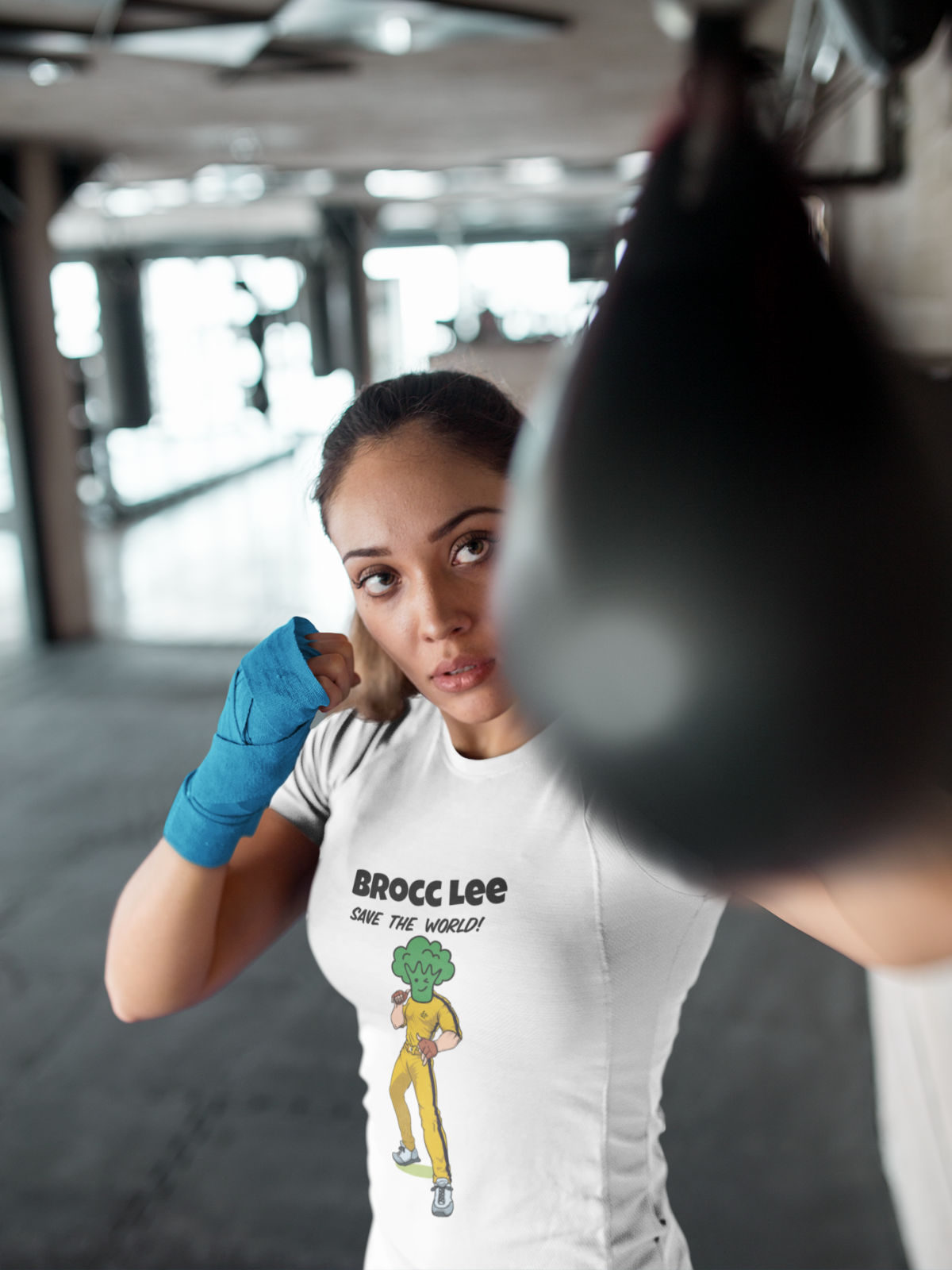 Women's Tee, Vegan Themed T-Shirts, Brocc Lee Save The World, Vegan Power.