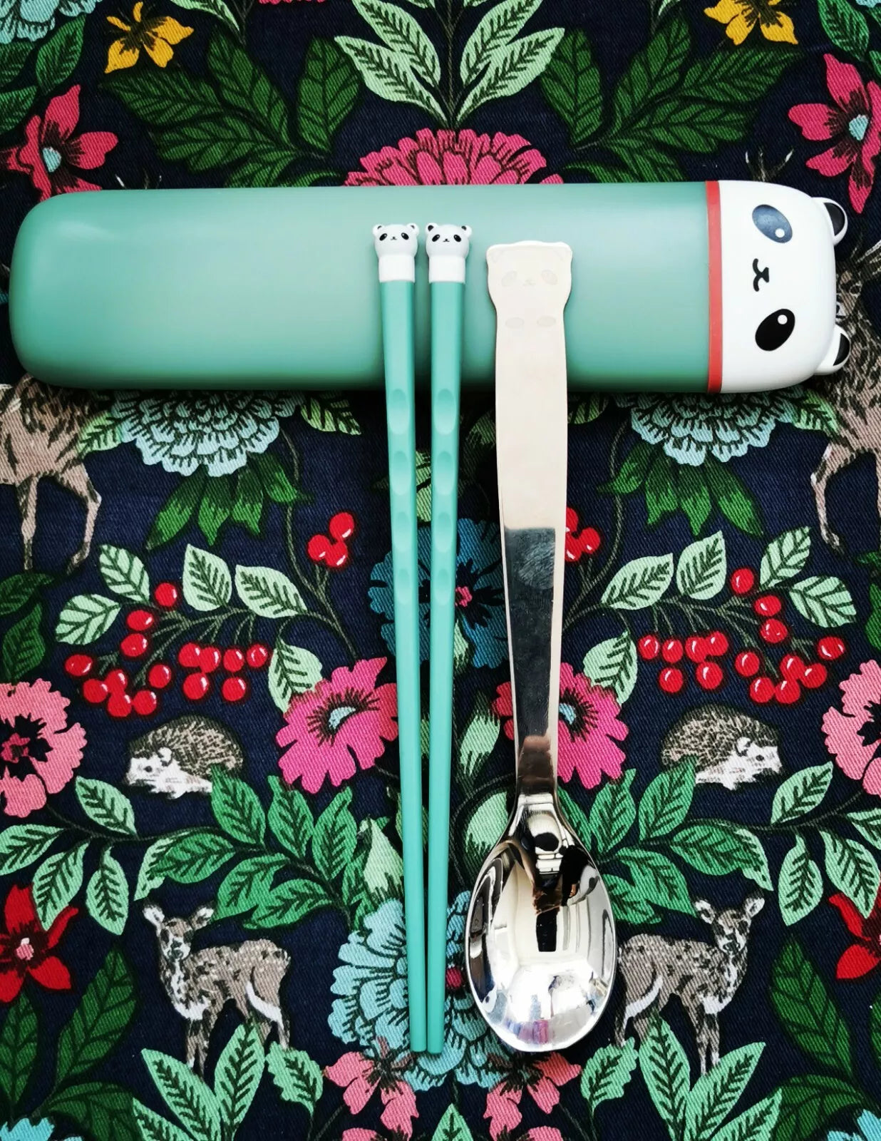 Children Chopsticks and Spoon Cute Panda Design with Portable Box