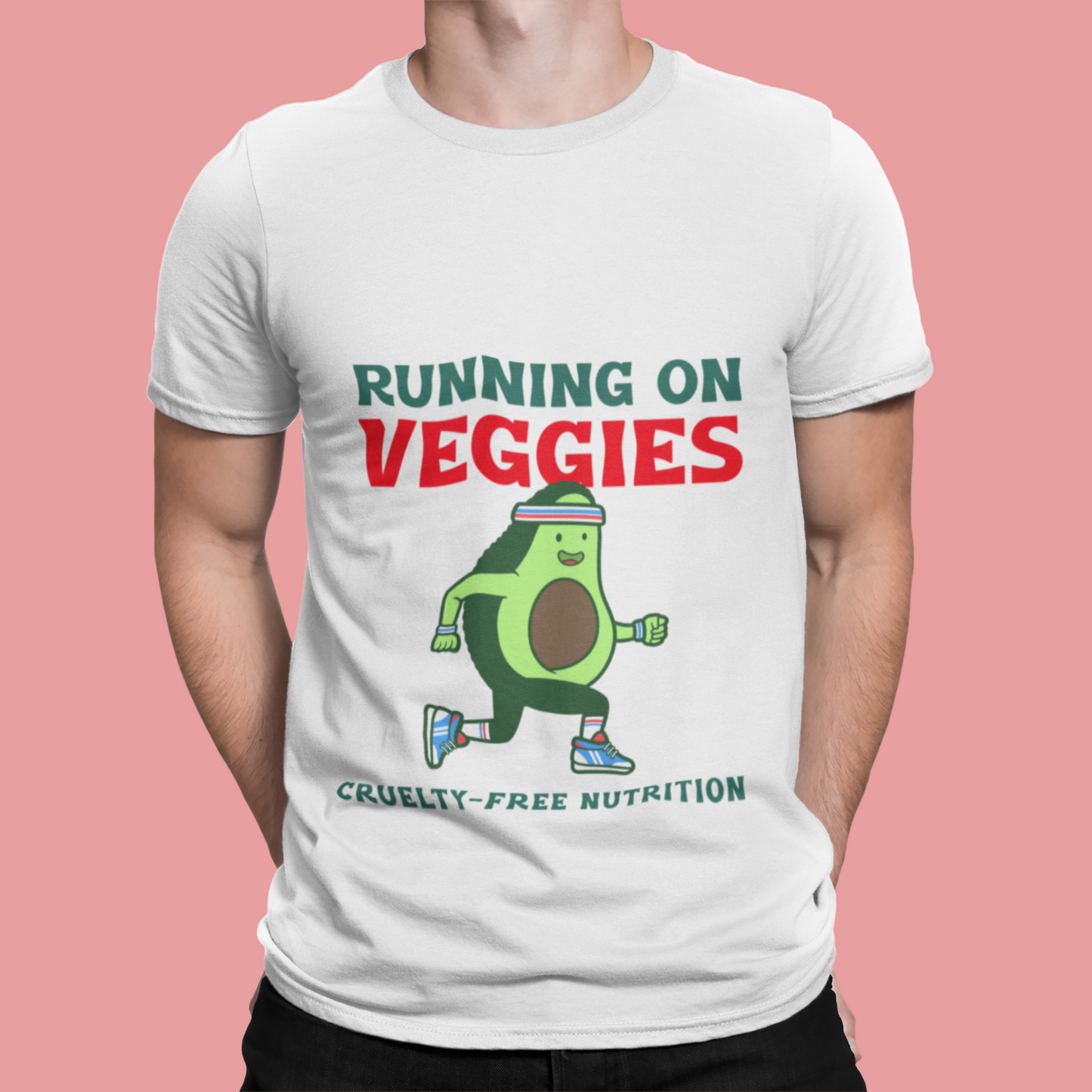 Men's Tee, Vegen Themed T-Shirt, Cruetly Free, Running On Veggie, Men T-Shirt, White Colour