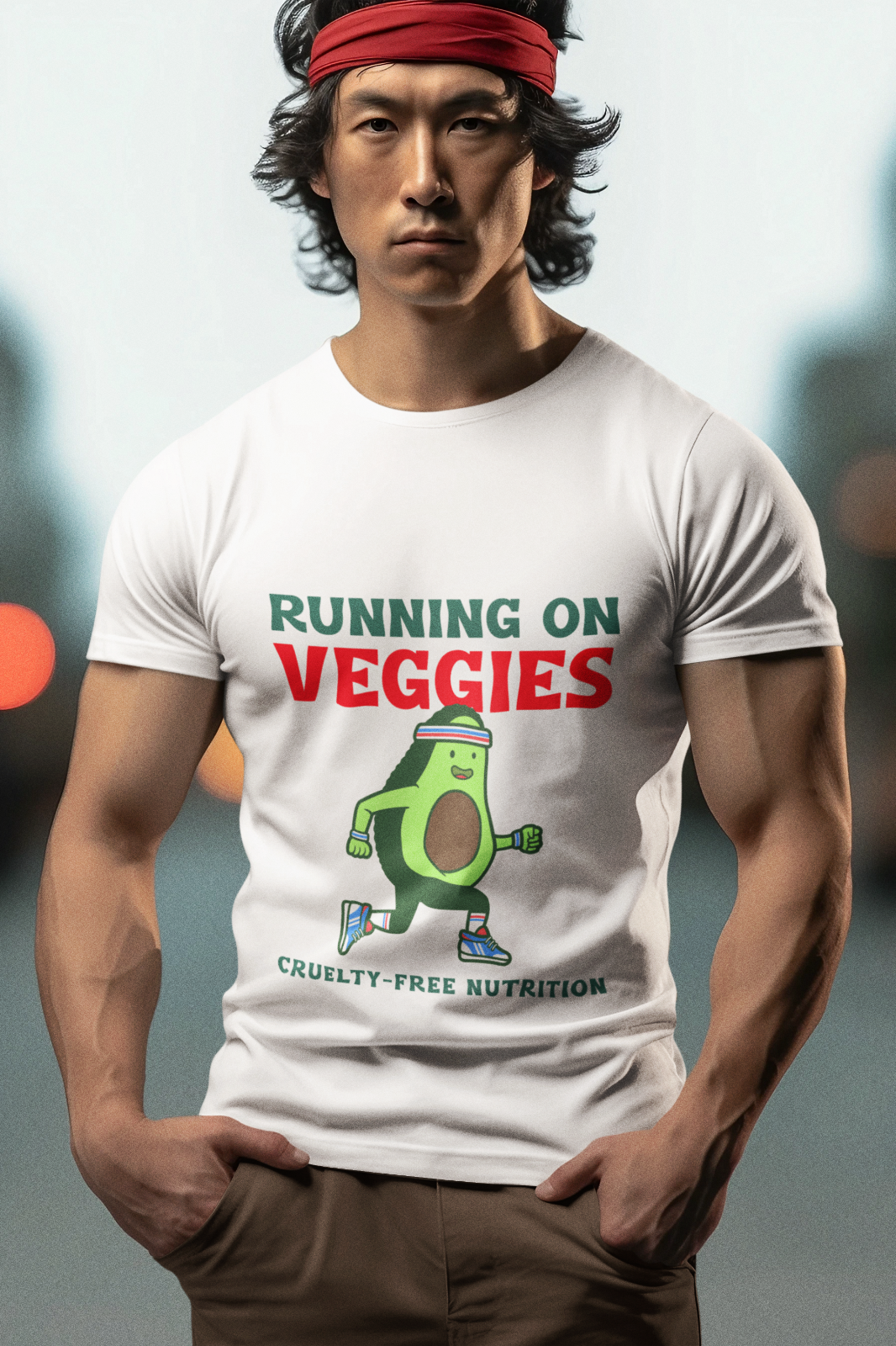 Men's Tee, Vegen Themed T-Shirt, Cruetly Free, Running On Veggie, Men T-Shirt, White Colour