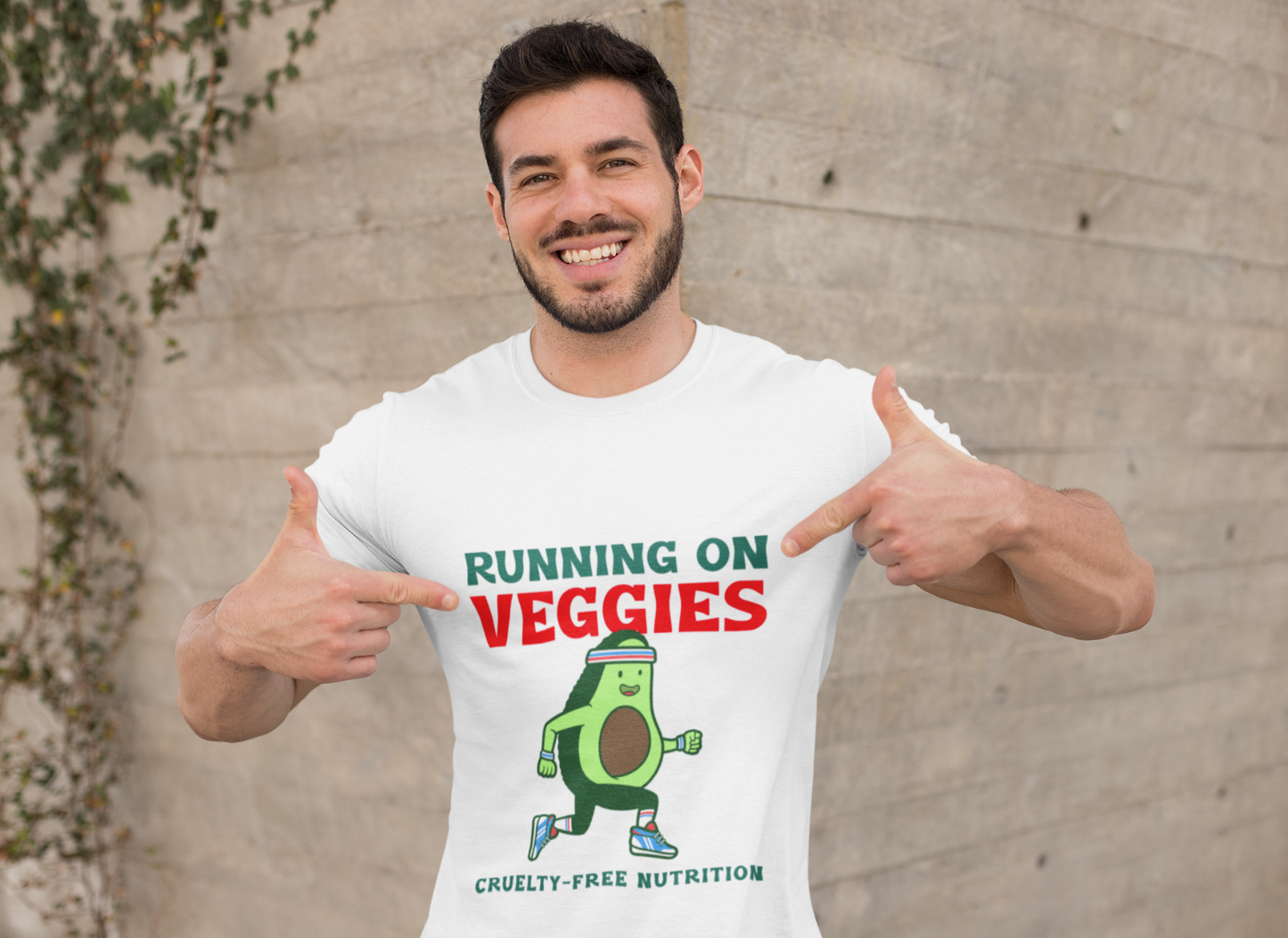 Men's Tee, Vegen Themed T-Shirt, Cruetly Free, Running On Veggie, Men T-Shirt, White Colour