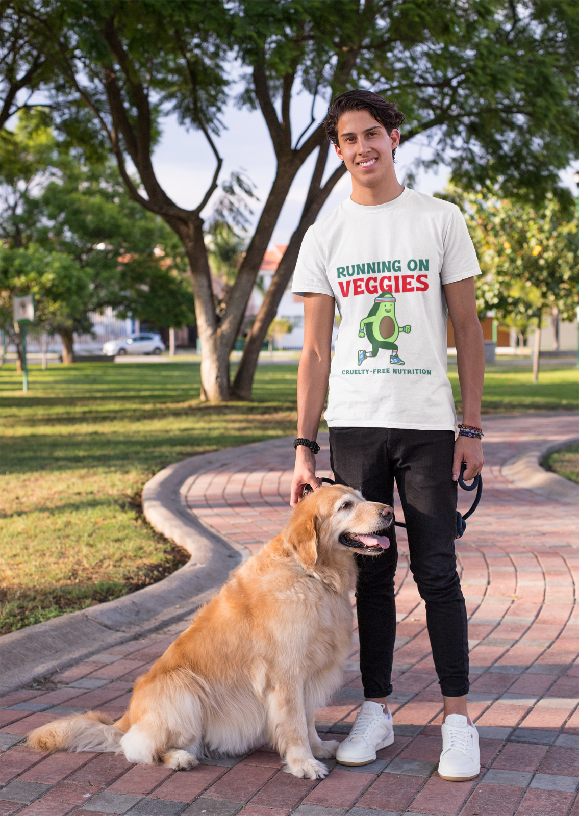 Men's Tee, Vegen Themed T-Shirt, Cruetly Free, Running On Veggie, Men T-Shirt, White Colour