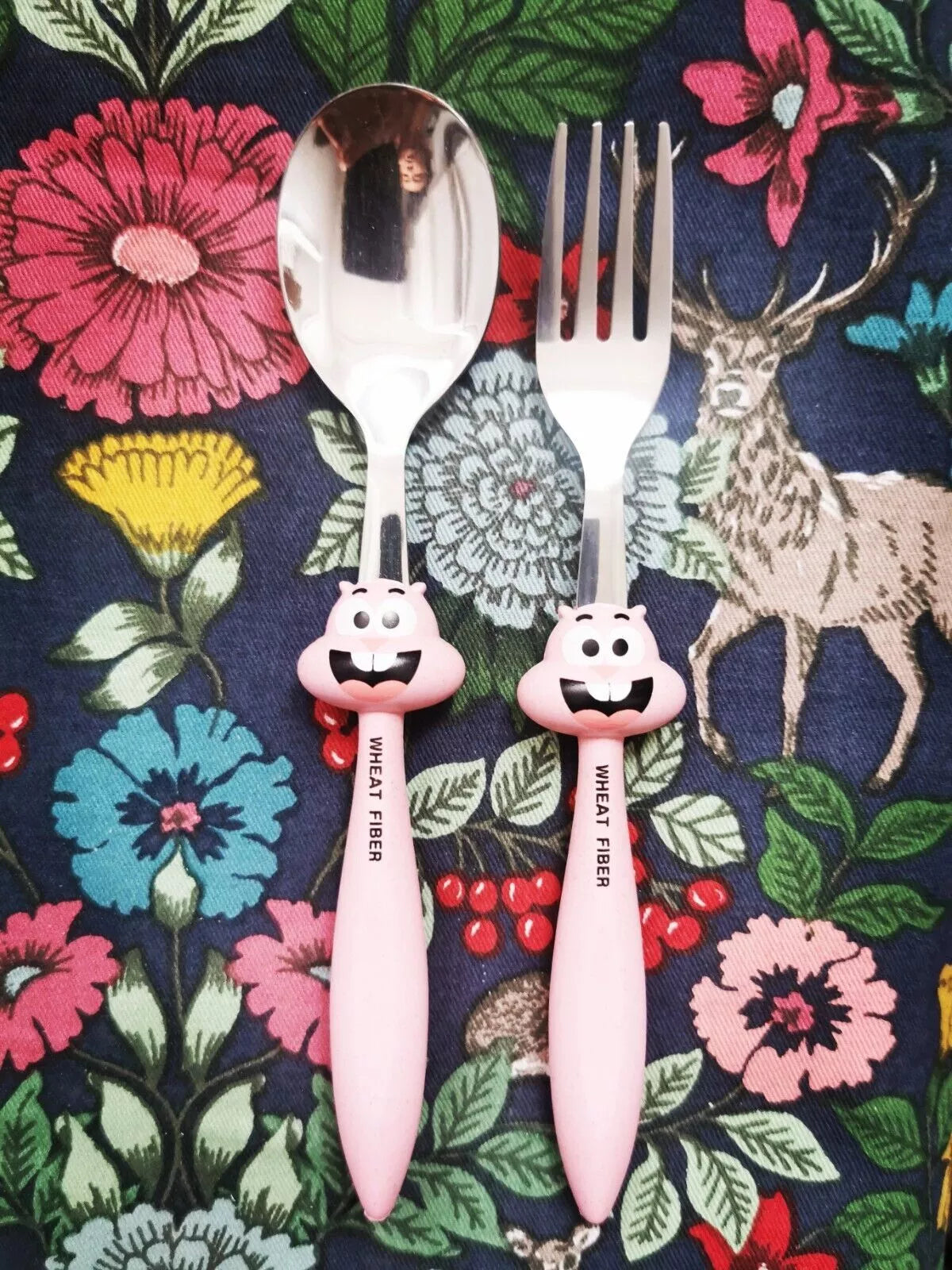 Children Spoon and Fork, Stainless Steel Cutlery, Squirrel Design