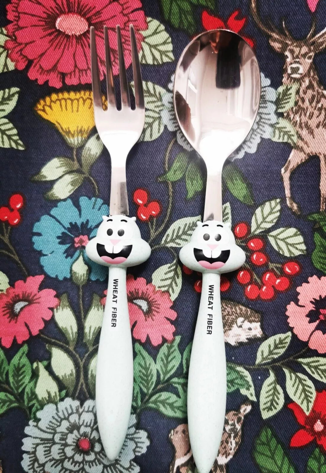 Children Spoon and Fork, Stainless Steel Cutlery, Squirrel Design
