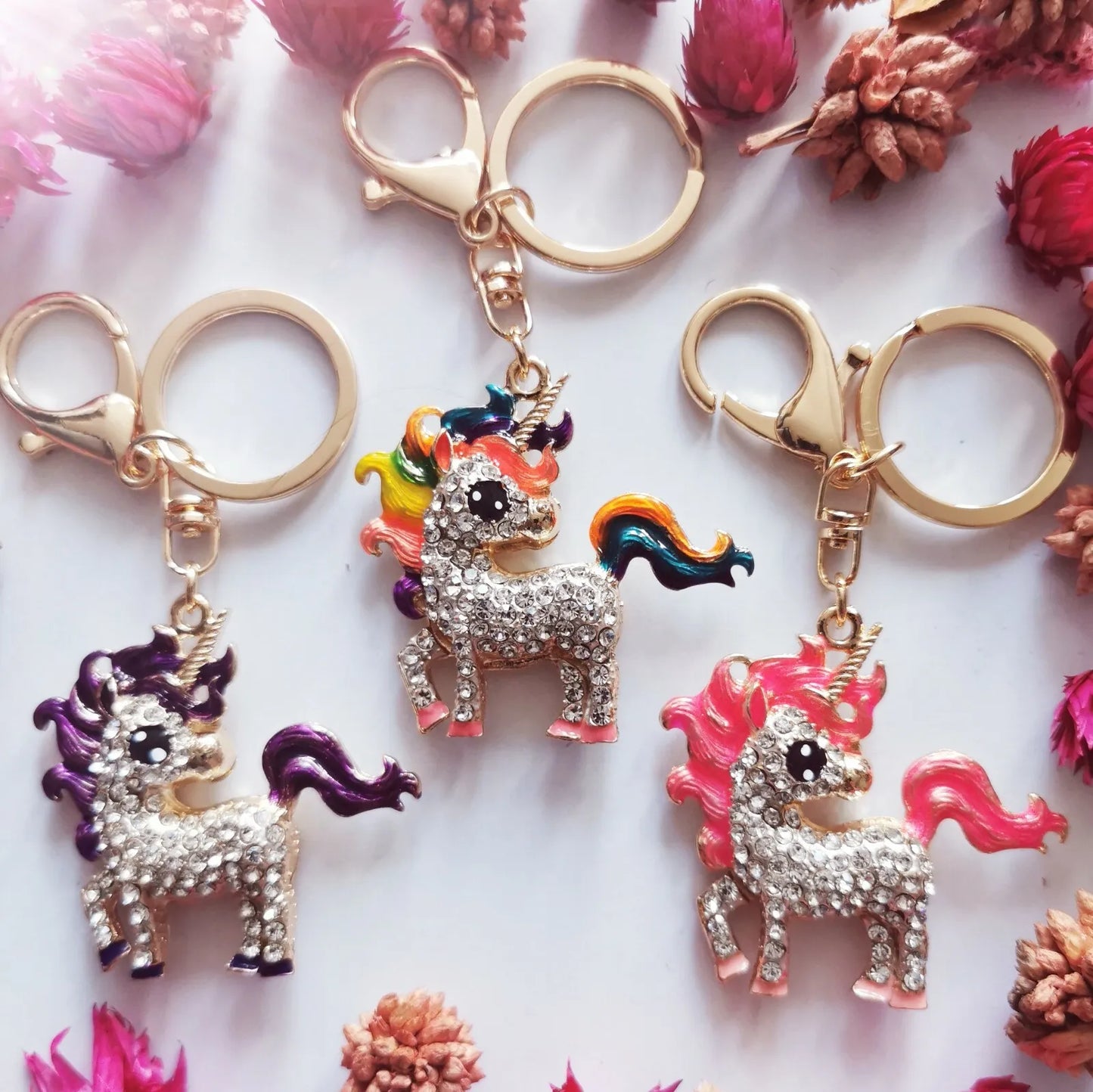 Bling Rhinestone Unicorn Keychain, Bag Pendant Accessories Charm Jewelry Keyring