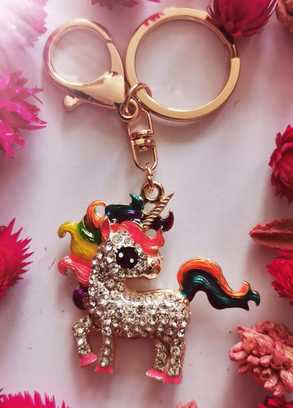 Bling Rhinestone Unicorn Keychain, Bag Pendant Accessories Charm Jewelry Keyring