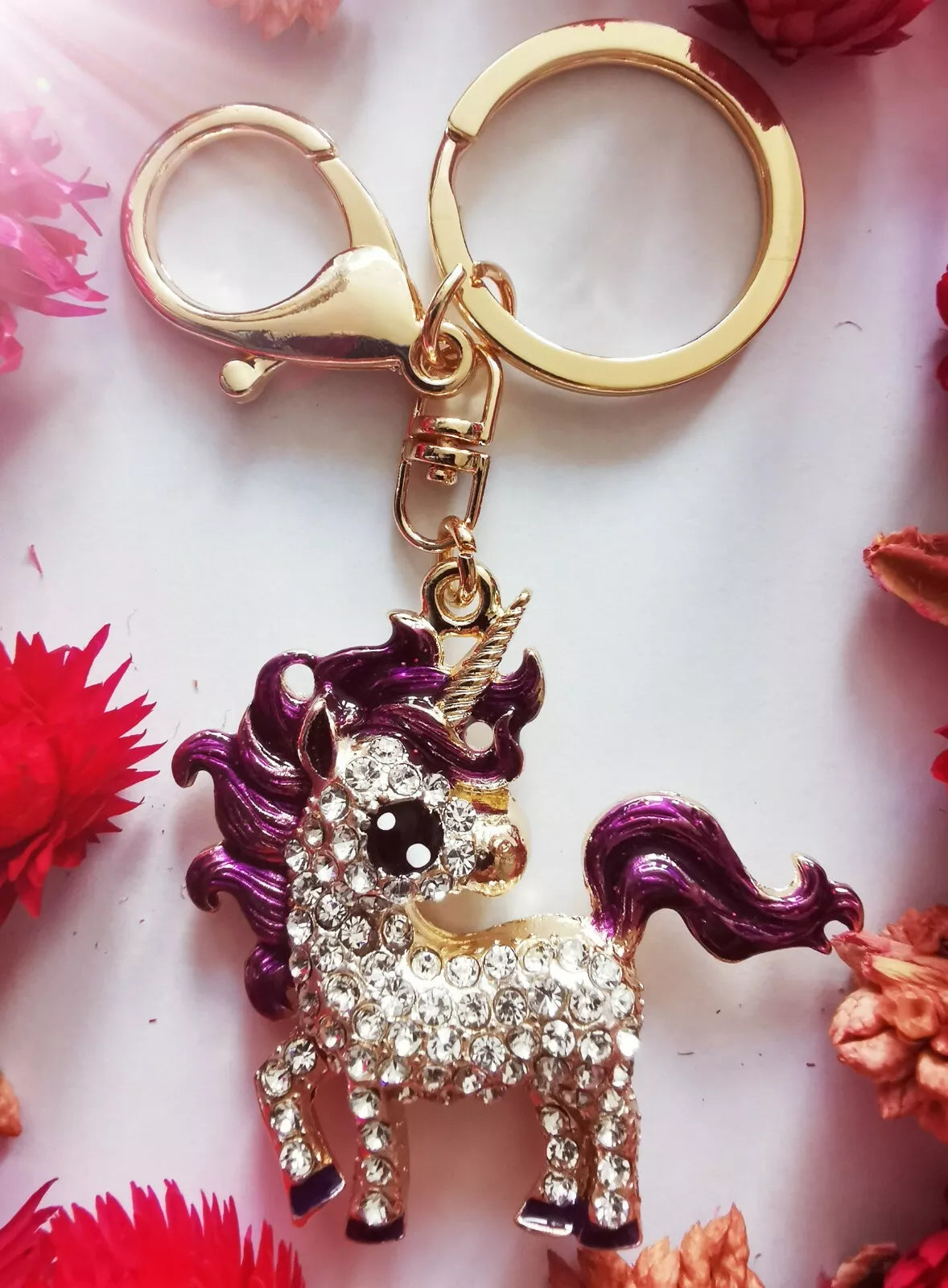 Bling Rhinestone Unicorn Keychain, Bag Pendant Accessories Charm Jewelry Keyring