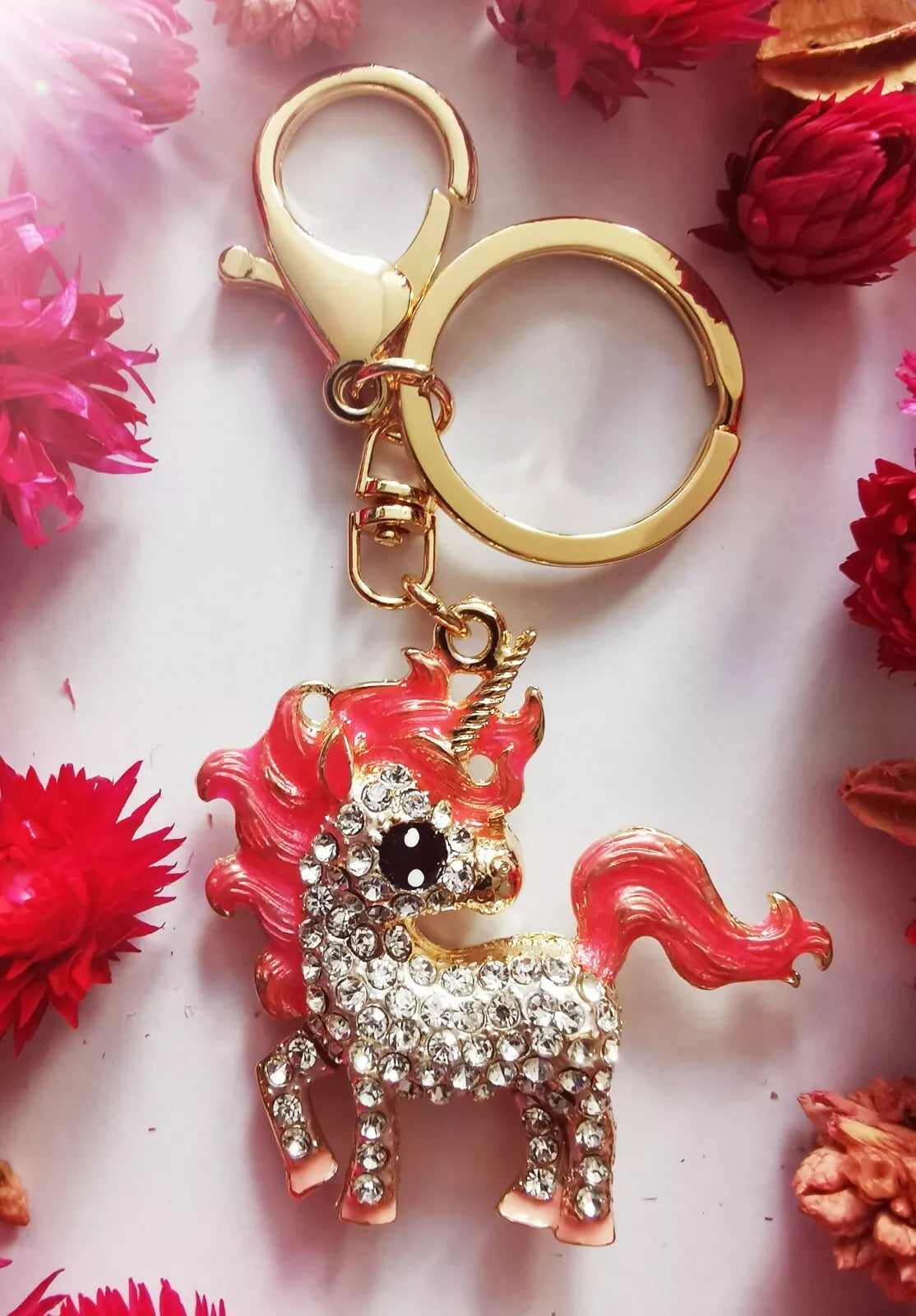 Bling Rhinestone Unicorn Keychain, Bag Pendant Accessories Charm Jewelry Keyring