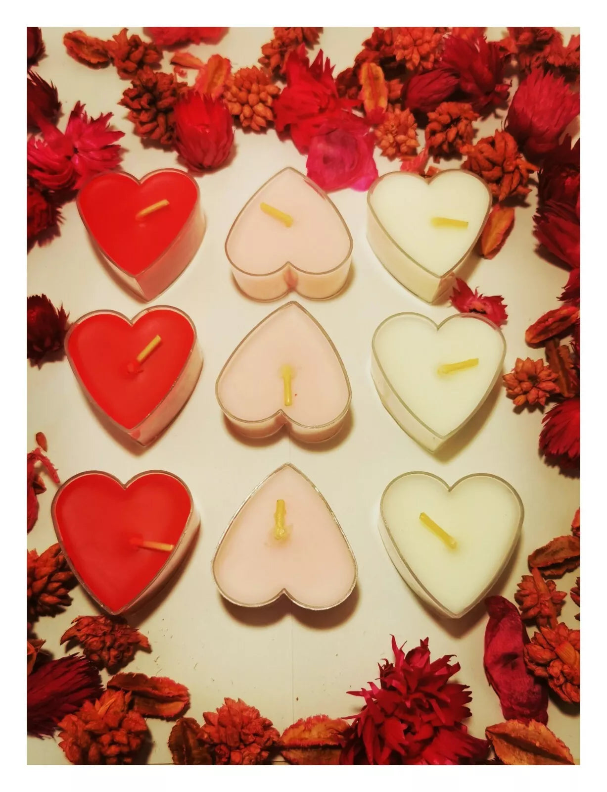 9 Heart Shaped Tea Lights Candles